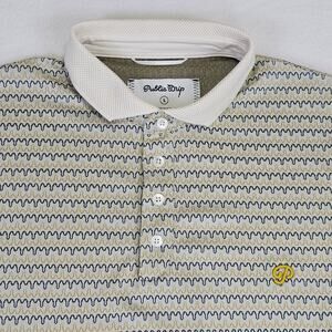 Public Drip Golf Polo Mens L Stripe Premium Knit Athlete Cream Navy Country Club